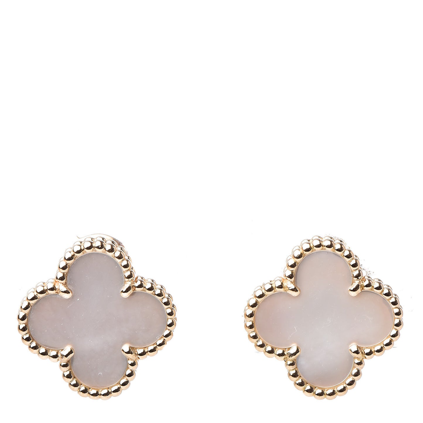 18K Yellow Gold Mother of Pearl Vintage Alhambra Earrings