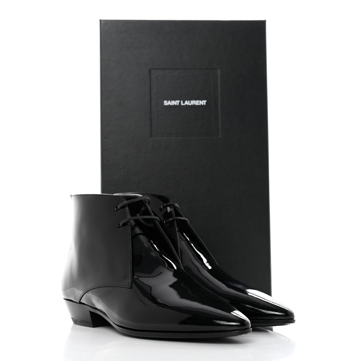 Saint Laurent Patent Calfskin Joan Ankle Boots 37 Black 9 of 9
