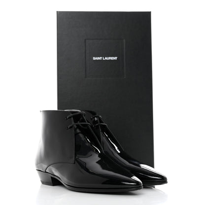 Saint Laurent Patent Calfskin Joan Ankle Boots 37 Black 9 of 9
