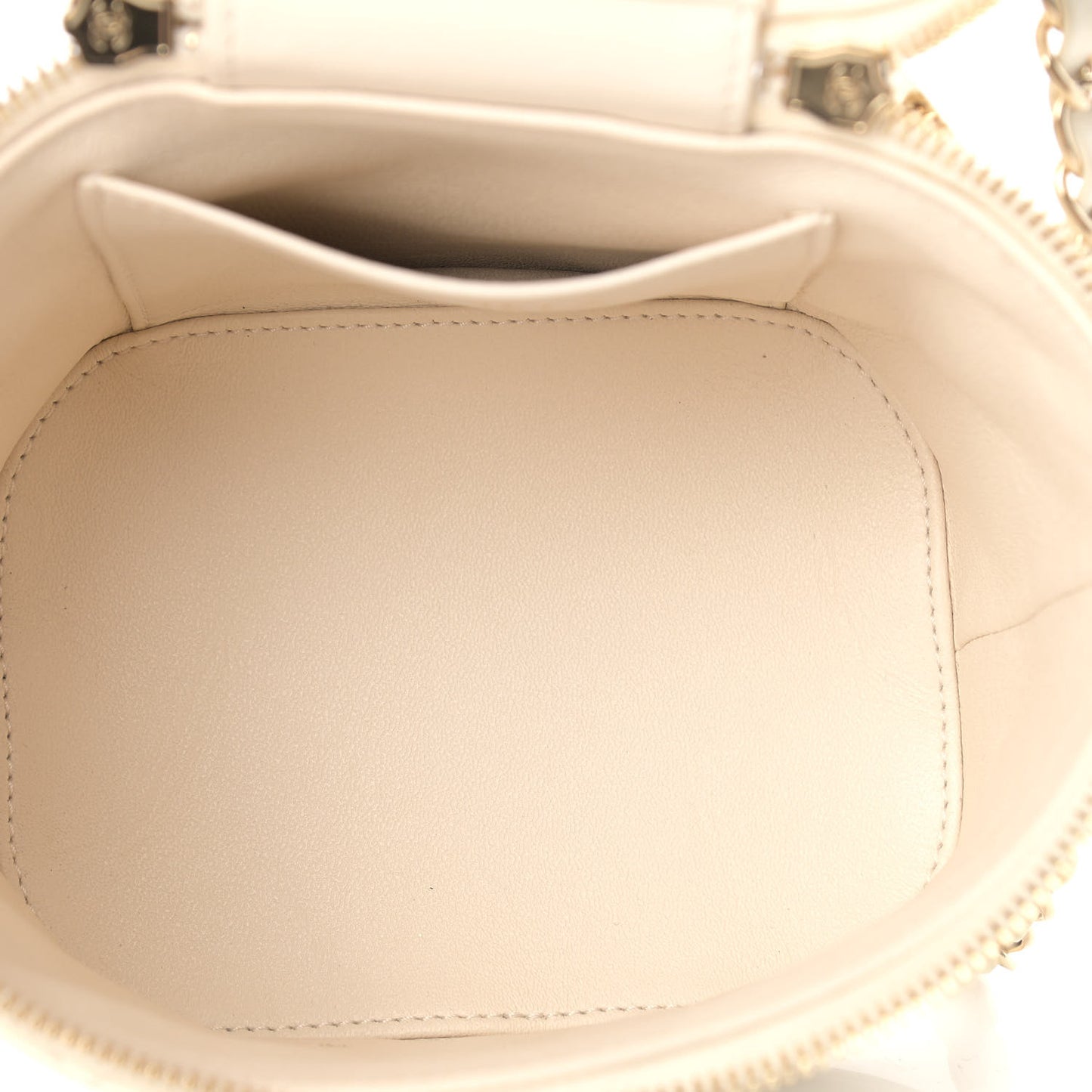 Lambskin Quilted Trendy Vanity Case White