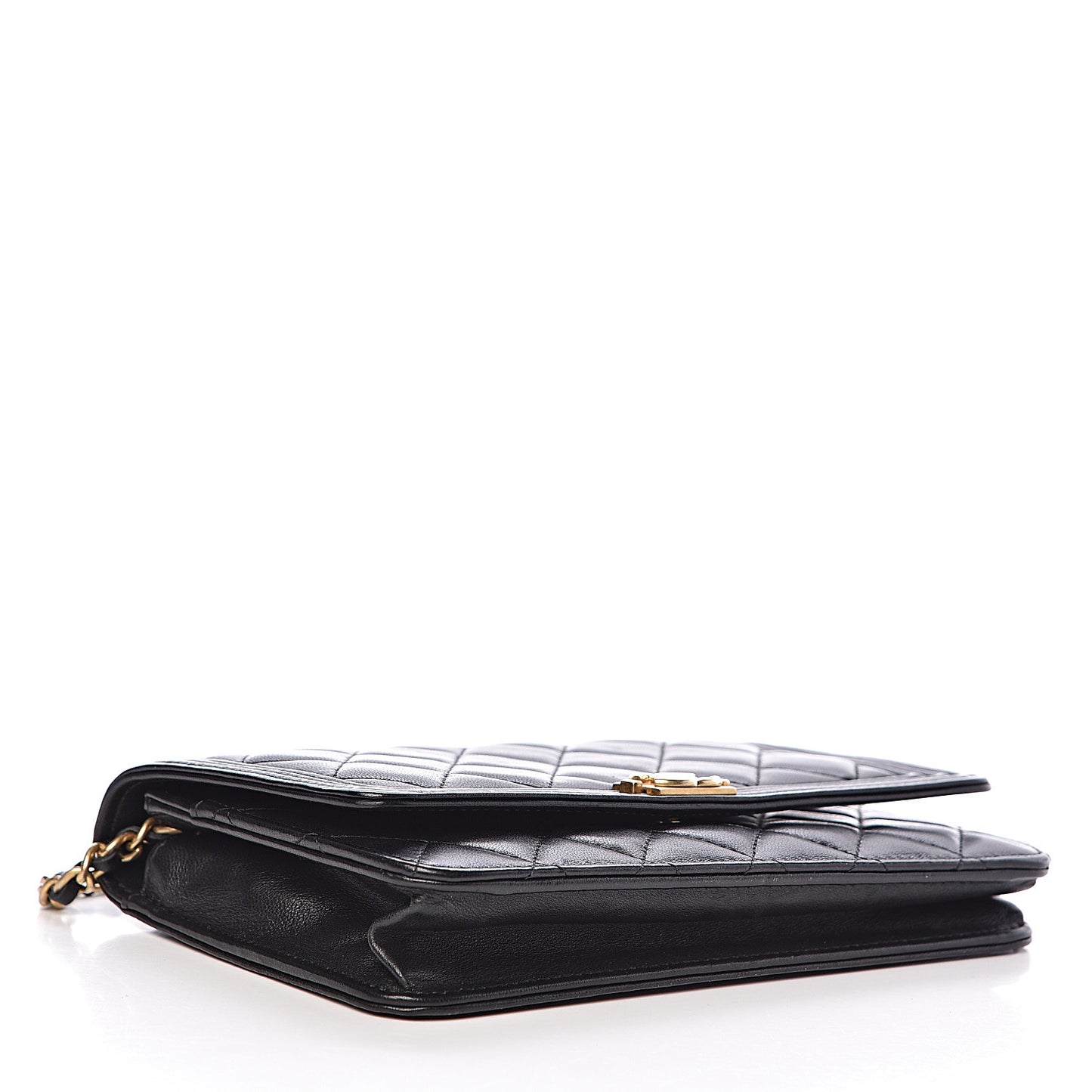 Lambskin Quilted Boy Wallet On Chain WOC Black