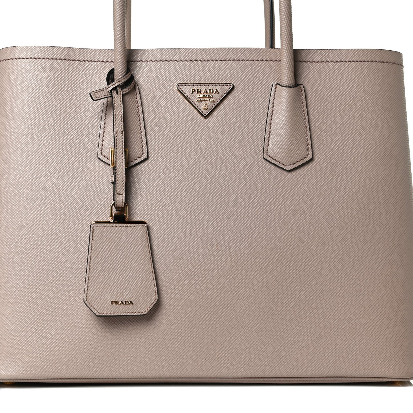 Saffiano Cuir Medium Double Bag Cipria Black