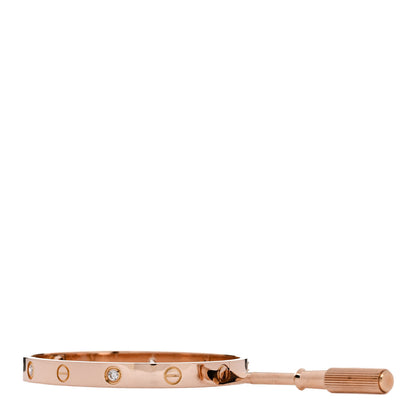 Cartier 18K Pink Gold 4 Diamond LOVE Bracelet 17 3 of 9