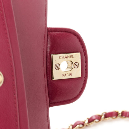 Chanel Lambskin Chevron Quilted Medium Double Flap Dark Pink 7 of 13