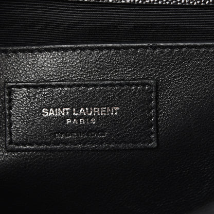 Saint Laurent Grain De Poudre Textured Mixed Matelasse Triquilt Medium Monogram Satchel Black 5 of 9
