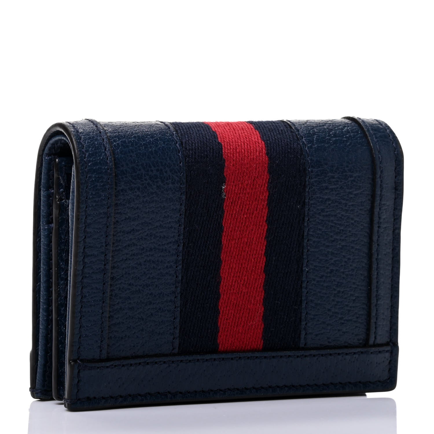 Gucci Textured Calfskin Web Ophidia Card Case Blue Agata 3 of 4
