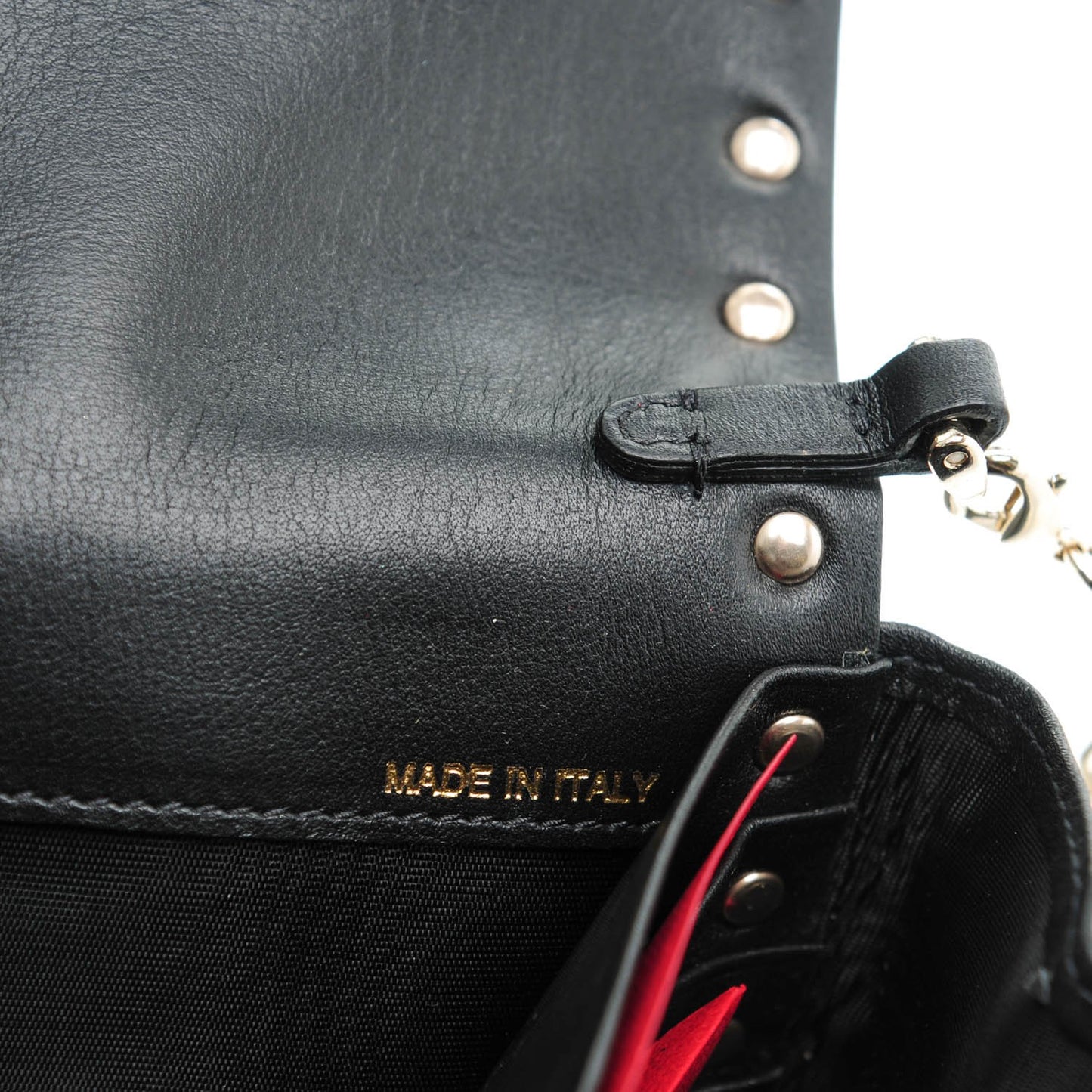 Vitello Small Rockstud Flap Wallet on Chain Black