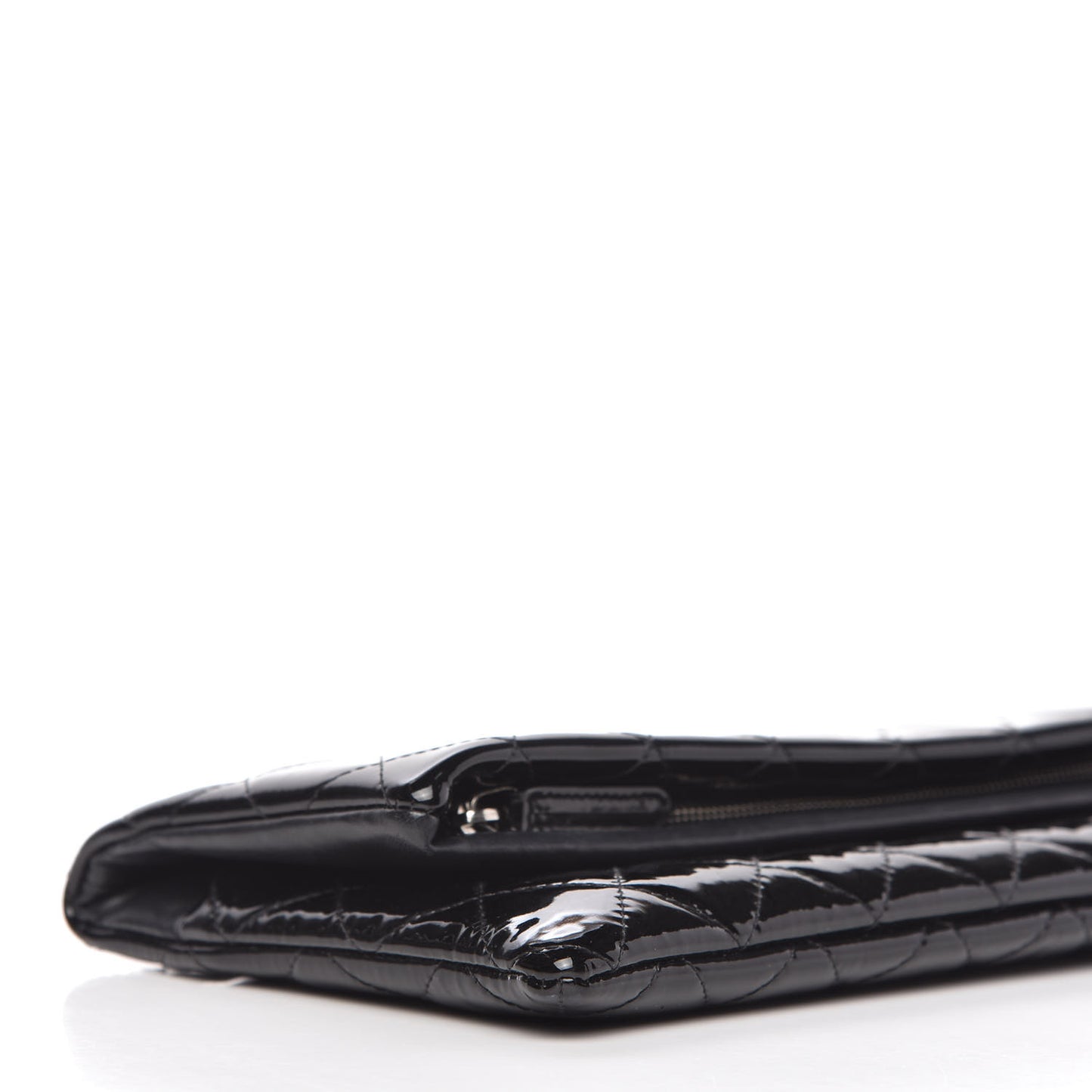 Patent Calfskin Quilted Beauty CC Clutch Black