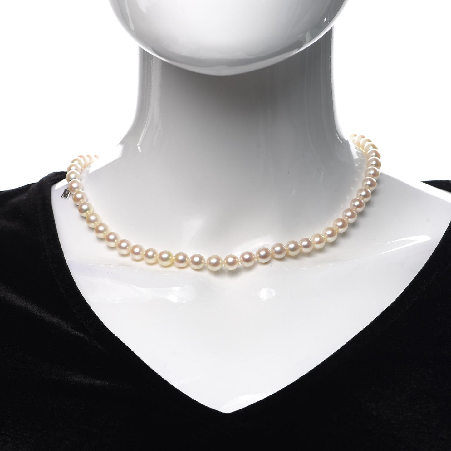 Sterling Silver Akoya Pearl 7-7.5mm Strand Necklace 17"
