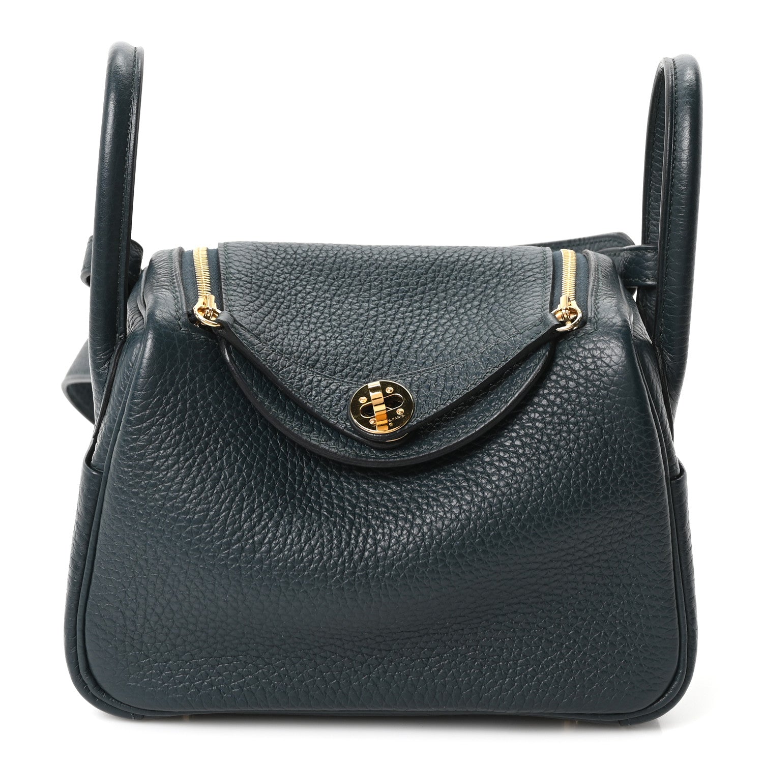 Hermes Taurillon Clemence Mini Lindy 20 Vert Cypress 1 of 11