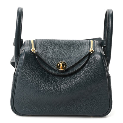 Hermes Taurillon Clemence Mini Lindy 20 Vert Cypress 1 of 11