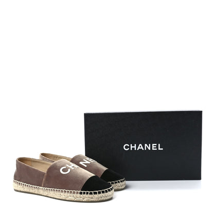 Chanel Velvet Logo Espadrilles 38 Beige Black 9 of 9