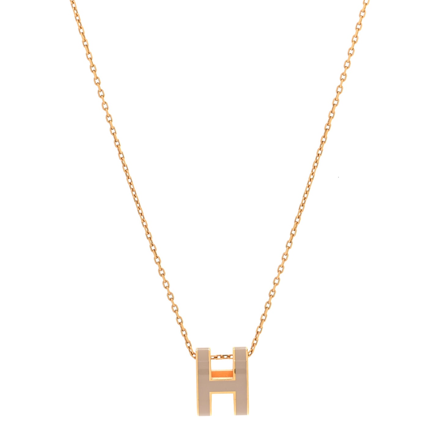 Lacquered Gold Pop H Pendant Necklace Marron Glace