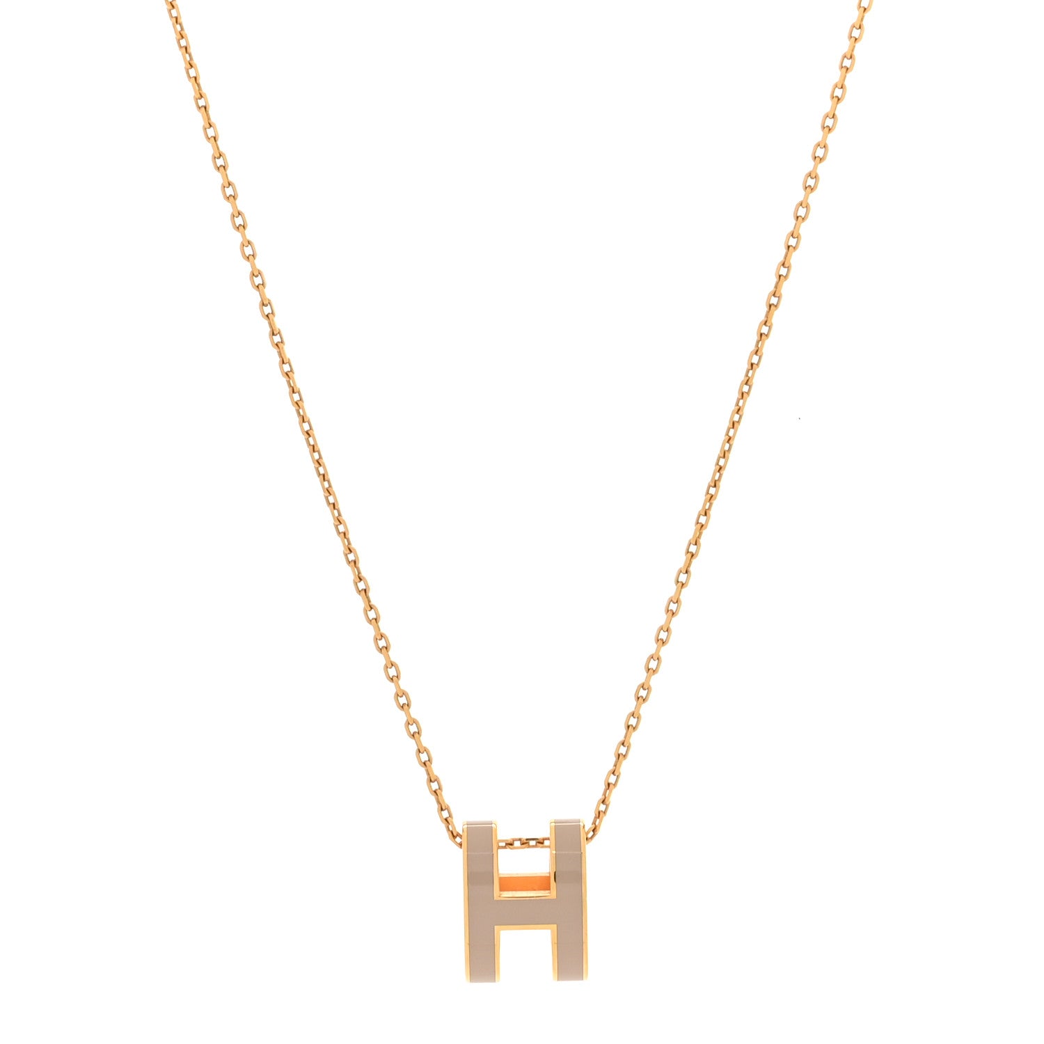 Hermes Lacquered Gold Pop H Pendant Necklace Marron Glace 1 of 7