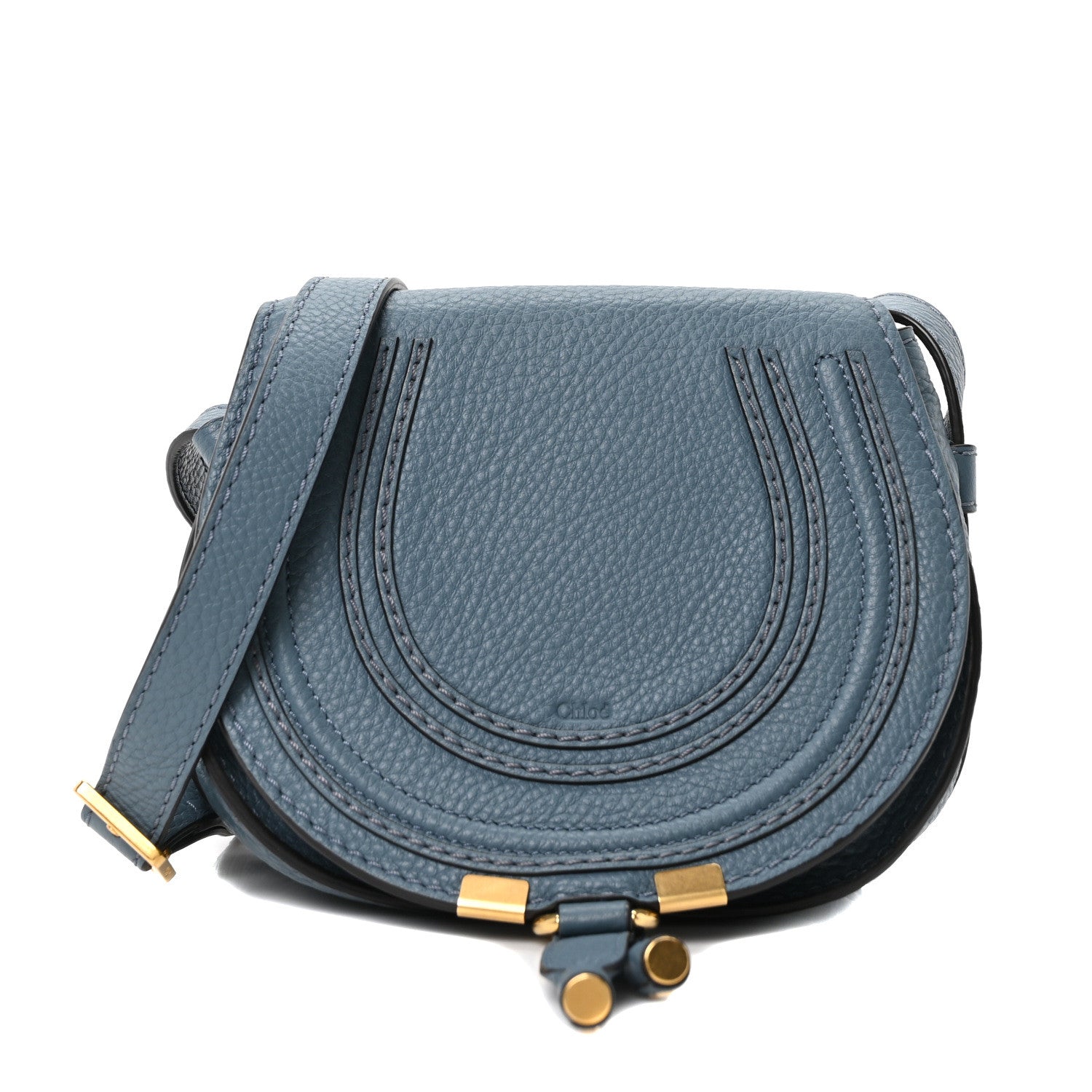 Chloe Calfskin Mini Marcie Round Crossbody Bag Mirage Blue 1 of 10