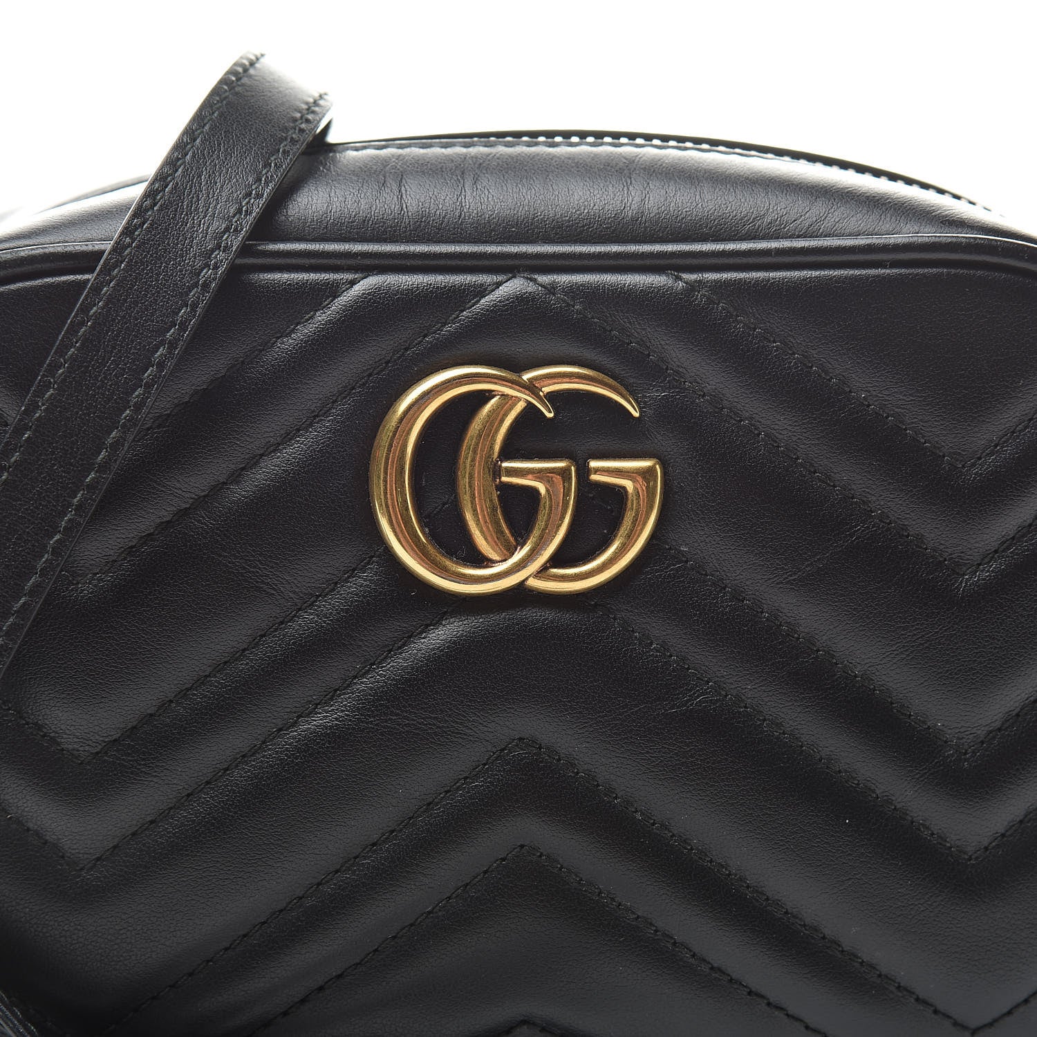 Gucci Calfskin Matelasse Mini GG Marmont Chain Shoulder Bag Black 8 of 16