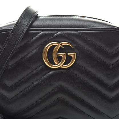 Gucci Calfskin Matelasse Mini GG Marmont Chain Shoulder Bag Black 8 of 16