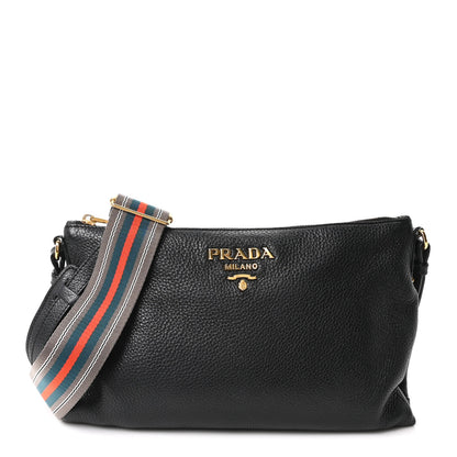 Prada Vitello Daino Crossbody Bag Black 1 of 9