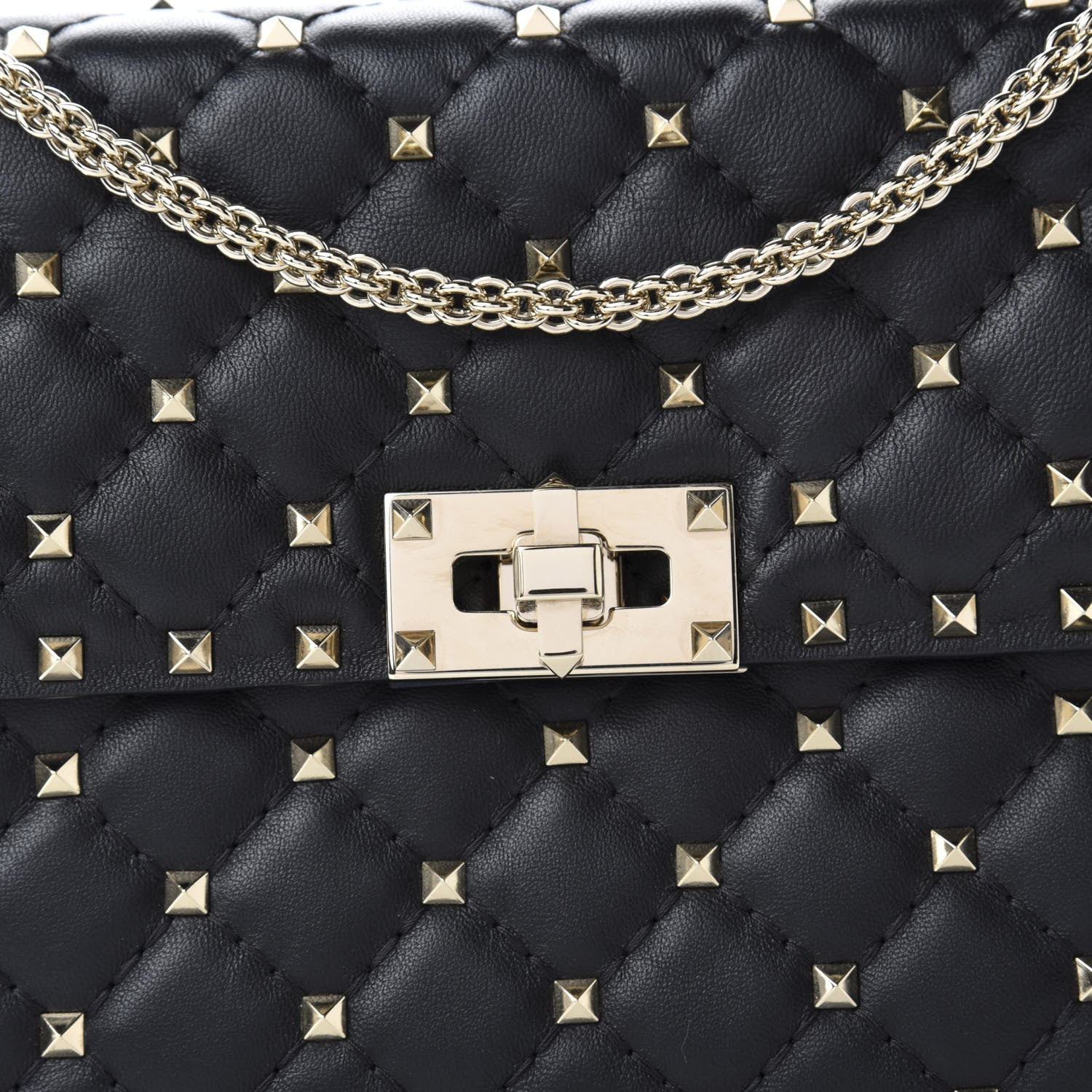 Valentino Garavani Lambskin Medium Rockstud Spike Shoulder Bag Black 9 of 9