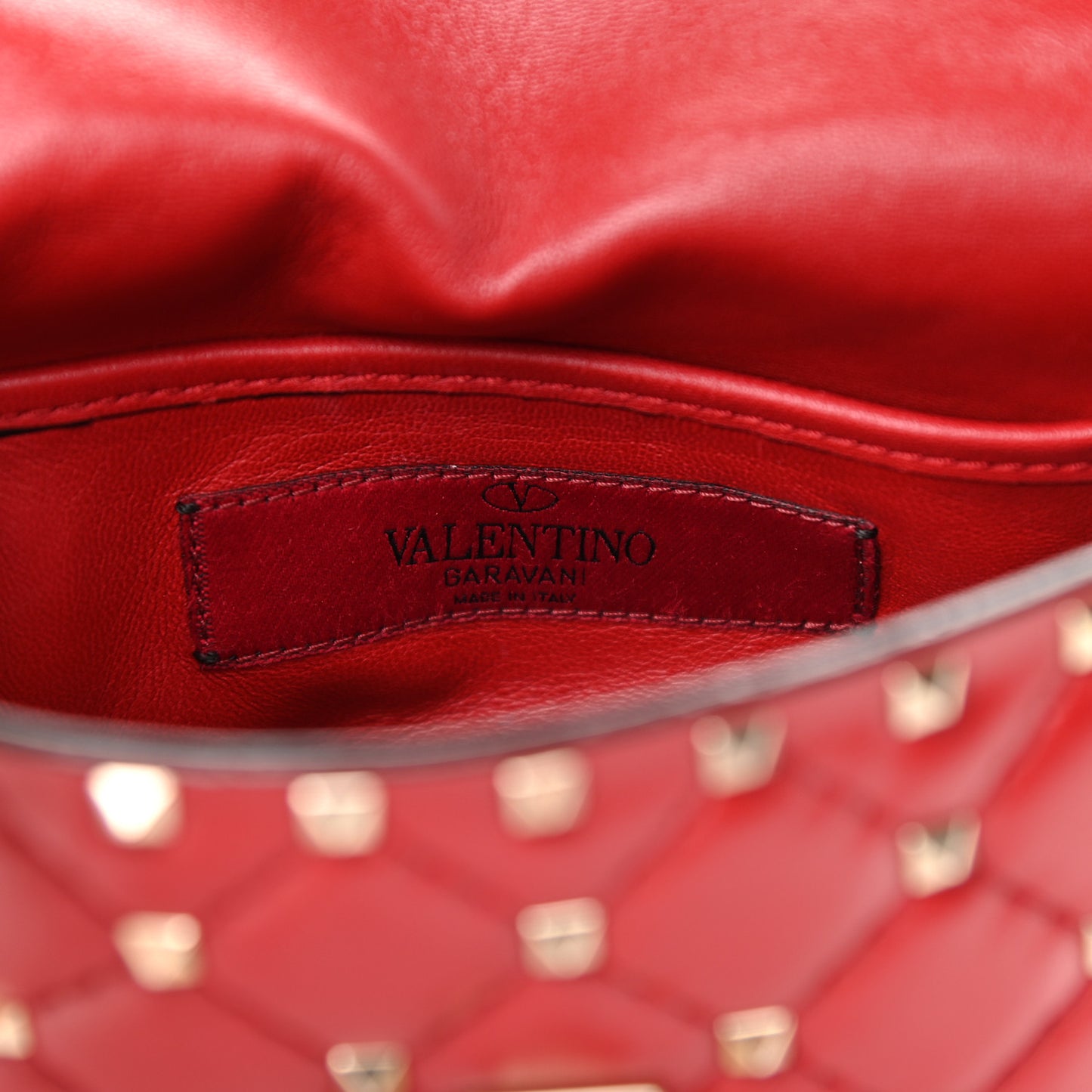 Nappa Small Rockstud Spike Shoulder Bag Rosso Valentino