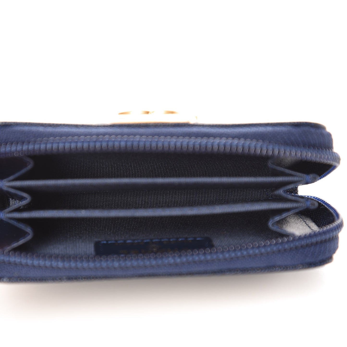Caviar Quilted Boy Zip Around Coin Purse Wallet Dark Blue