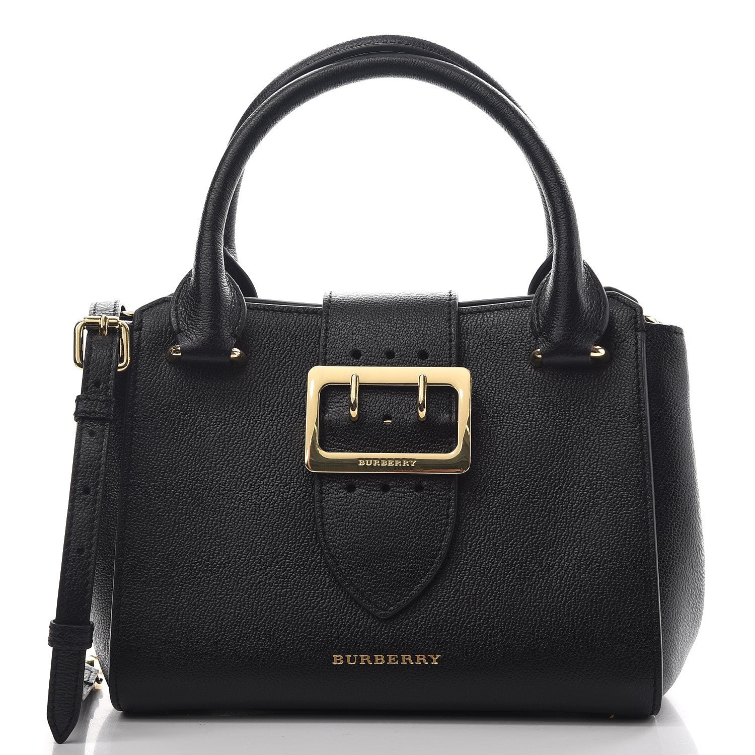 Burberry Soft Grain Calfskin Small Buckle Tote Black 5 of 14