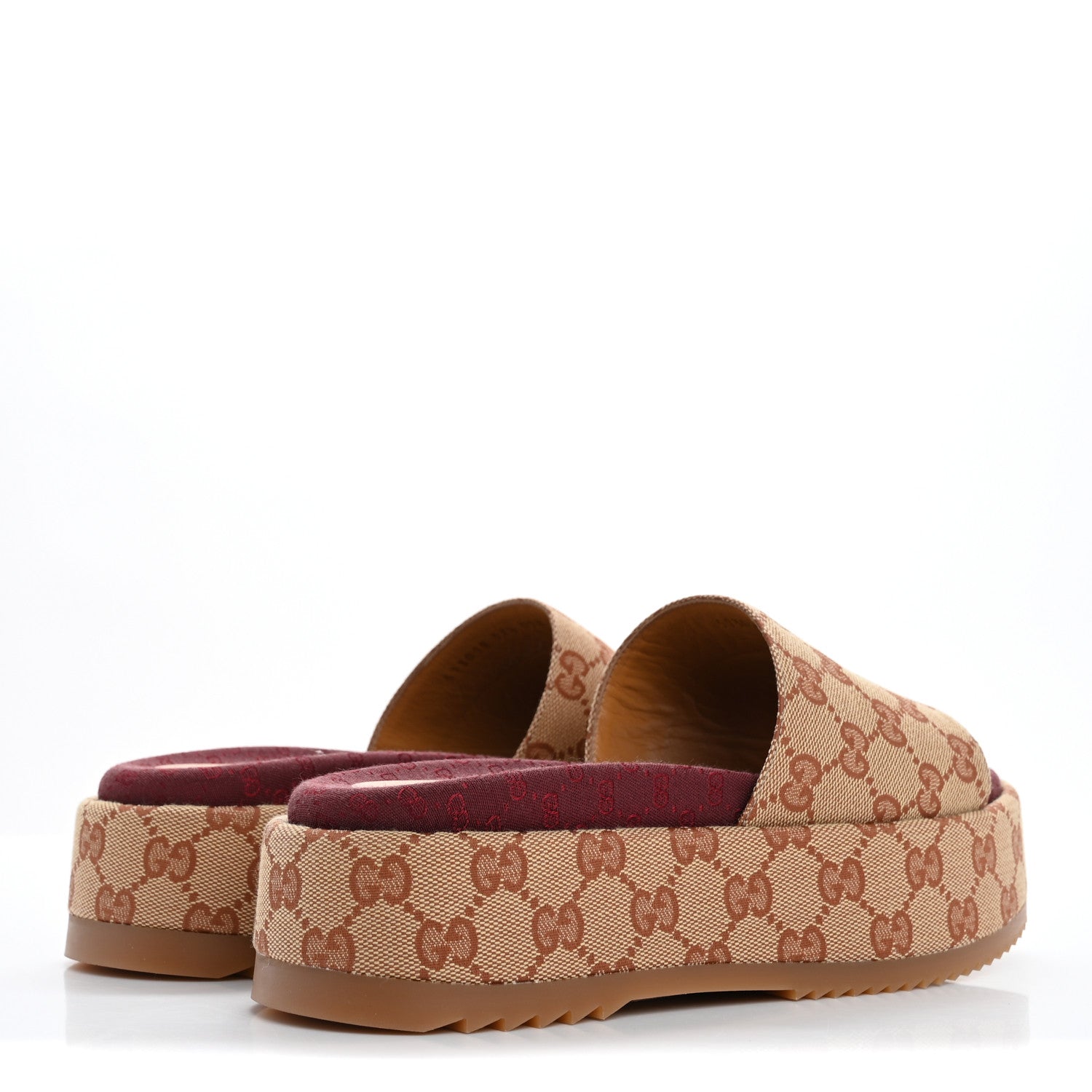 Gucci Canvas GG Monogram Angelina Platform Slide Sandals 37.5 Beige Ruggine 5 of 10