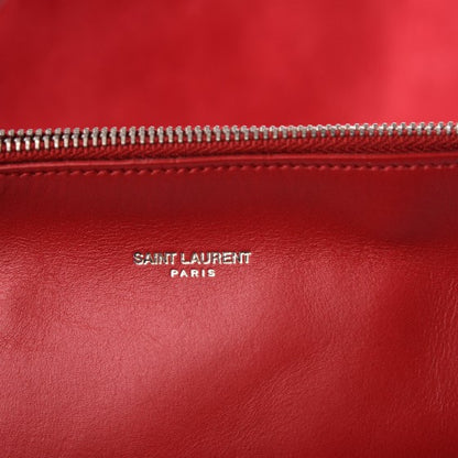 Saint Laurent Calfskin Suede Stud Reversible Shopper Tote Red 13 of 19