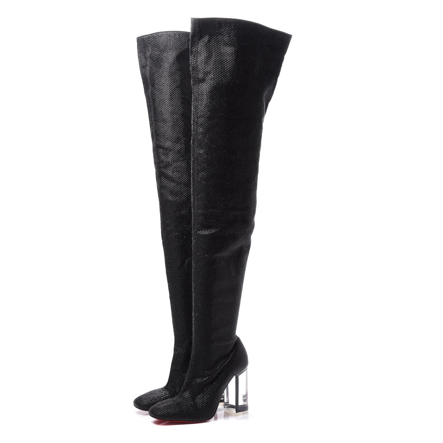 Christian Louboutin Glitter Diams New Gloria 100 Thigh High Boots 37 Black 2 of 8