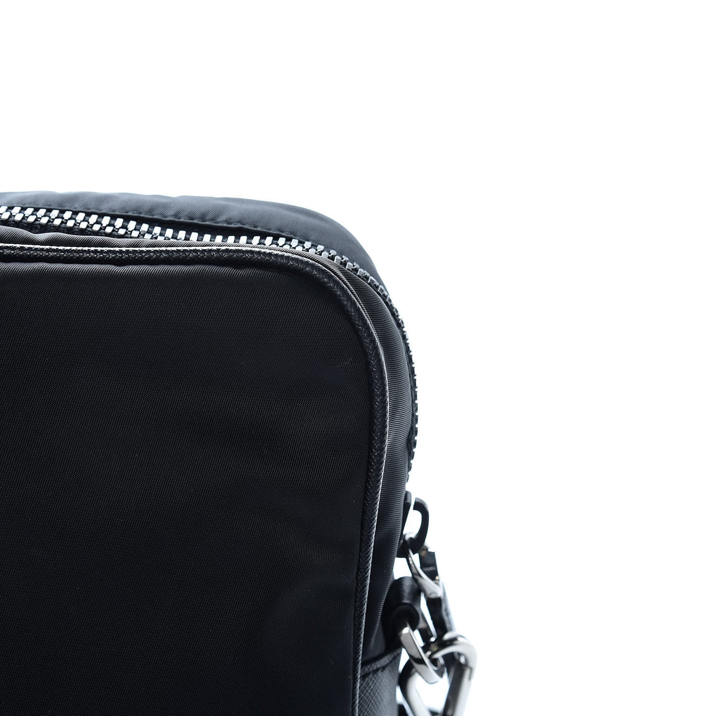 Tessuto Nylon Saffiano Metal Triangle Logo Work Bag Black