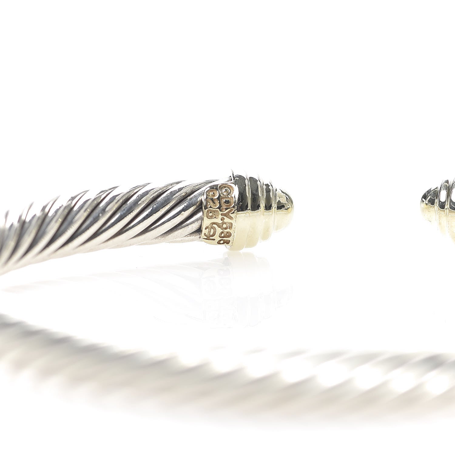 David Yurman Sterling Silver 14K Yellow Gold 5mm Cable Classics Bracelet 4 of 5