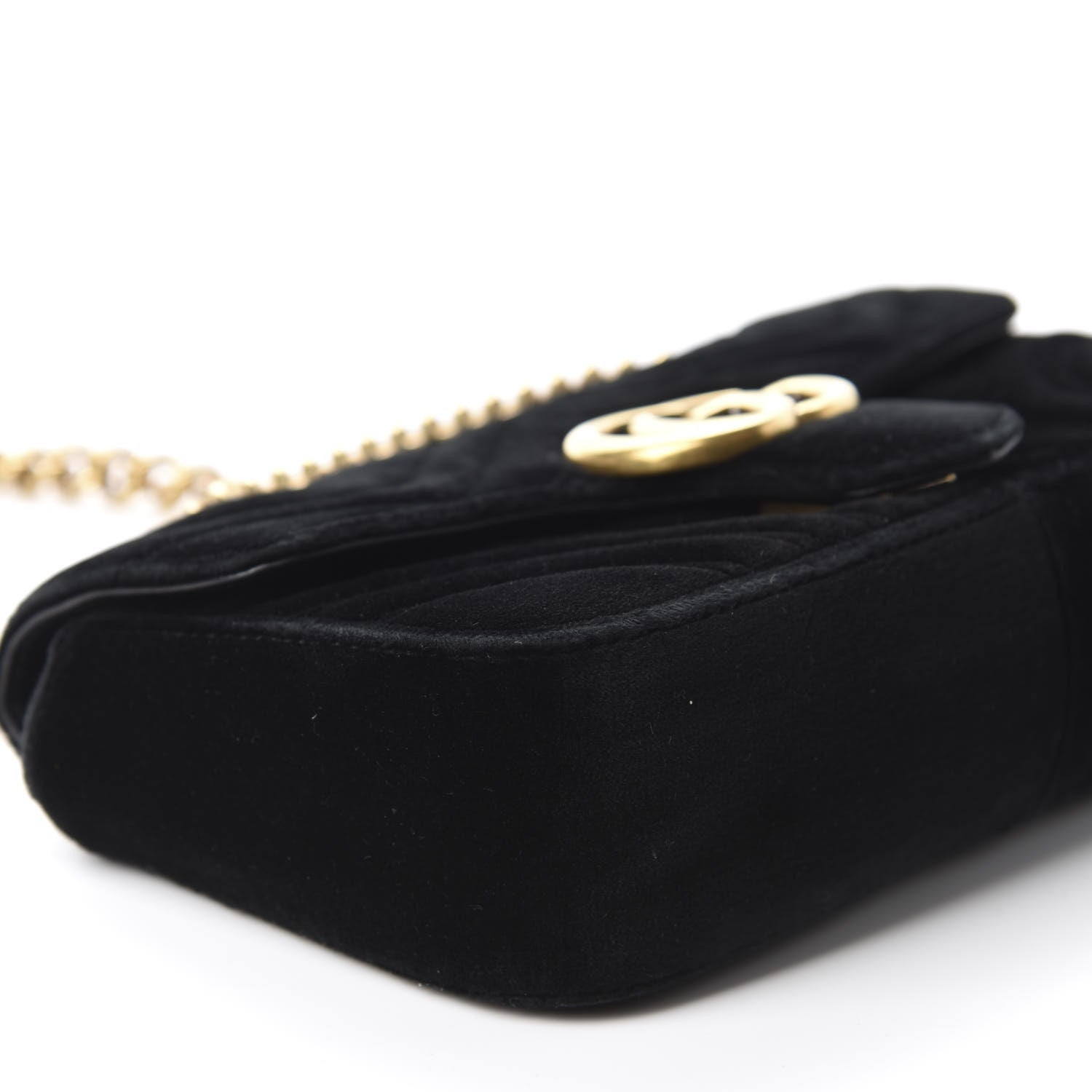 Gucci Velvet Matelasse Mini GG Marmont Shoulder Bag Black 6 of 10