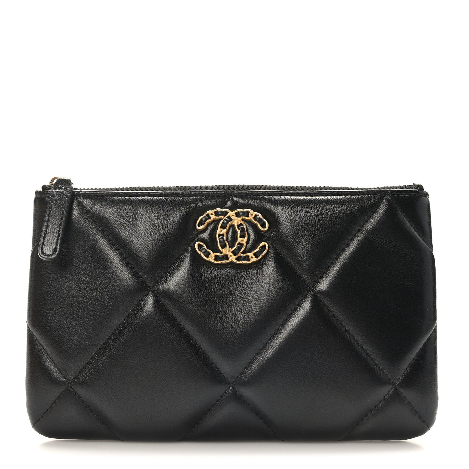 Chanel Lambskin Quilted Small Chanel 19 Pouch Black 1 of 8