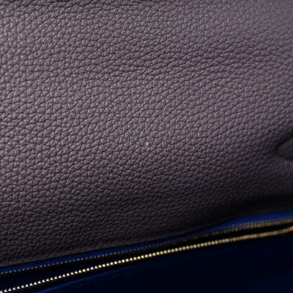 Hermes Togo Horseshoe Kelly Retourne 35 Etain Bleu Electrique 9 of 10