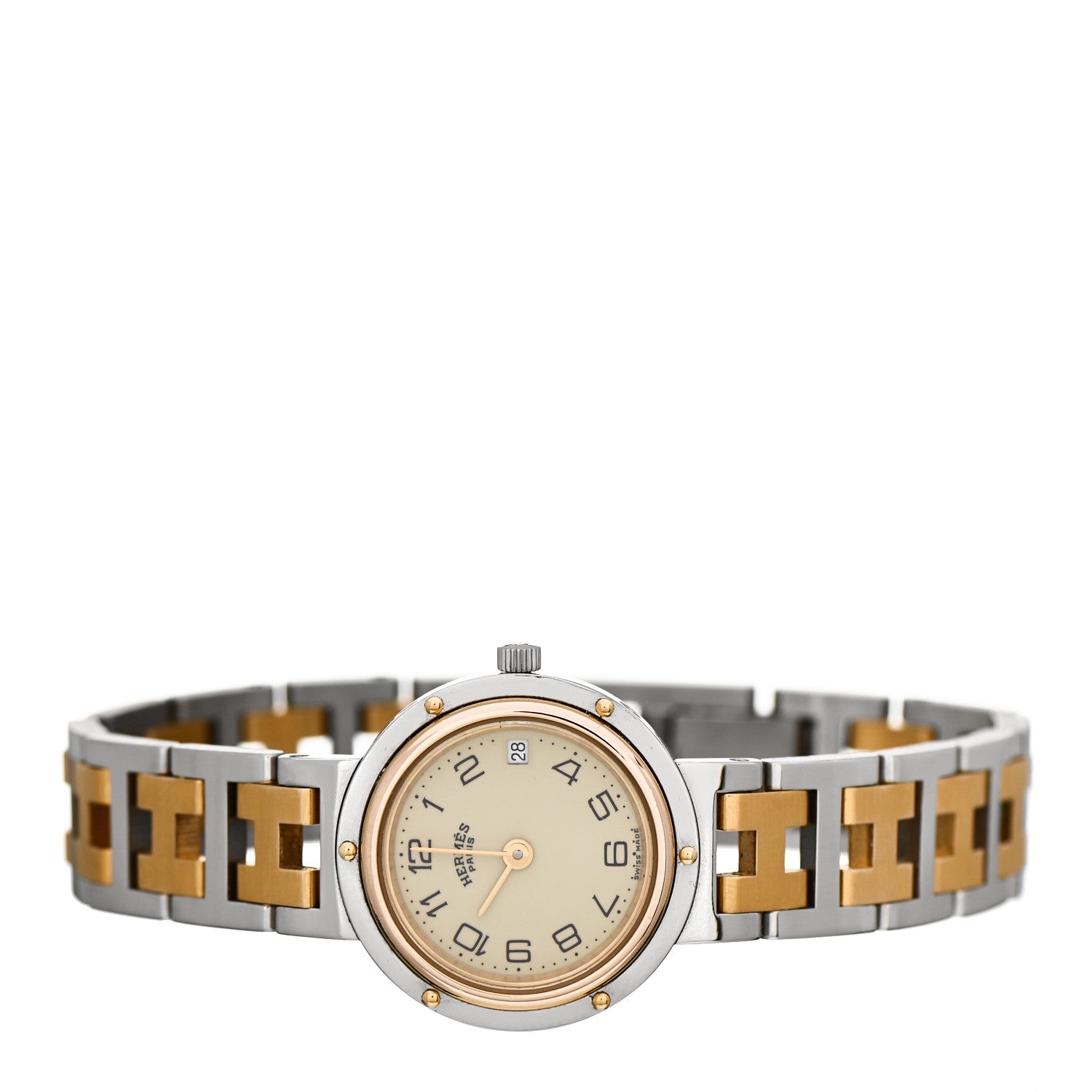 Hermes Stainless Steel 24mm Clipper Quartz Watch Gold 2 of 5