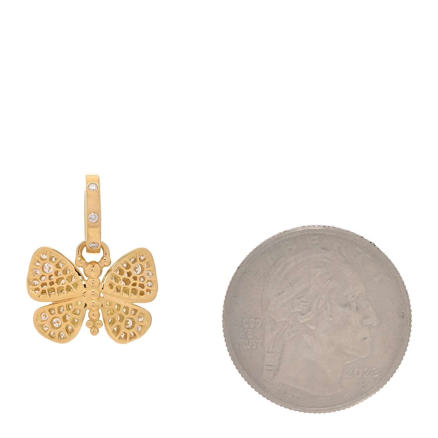 Temple St. Clair 18K Yellow Gold Diamond Snow Butterfly Pendant 2 of 3