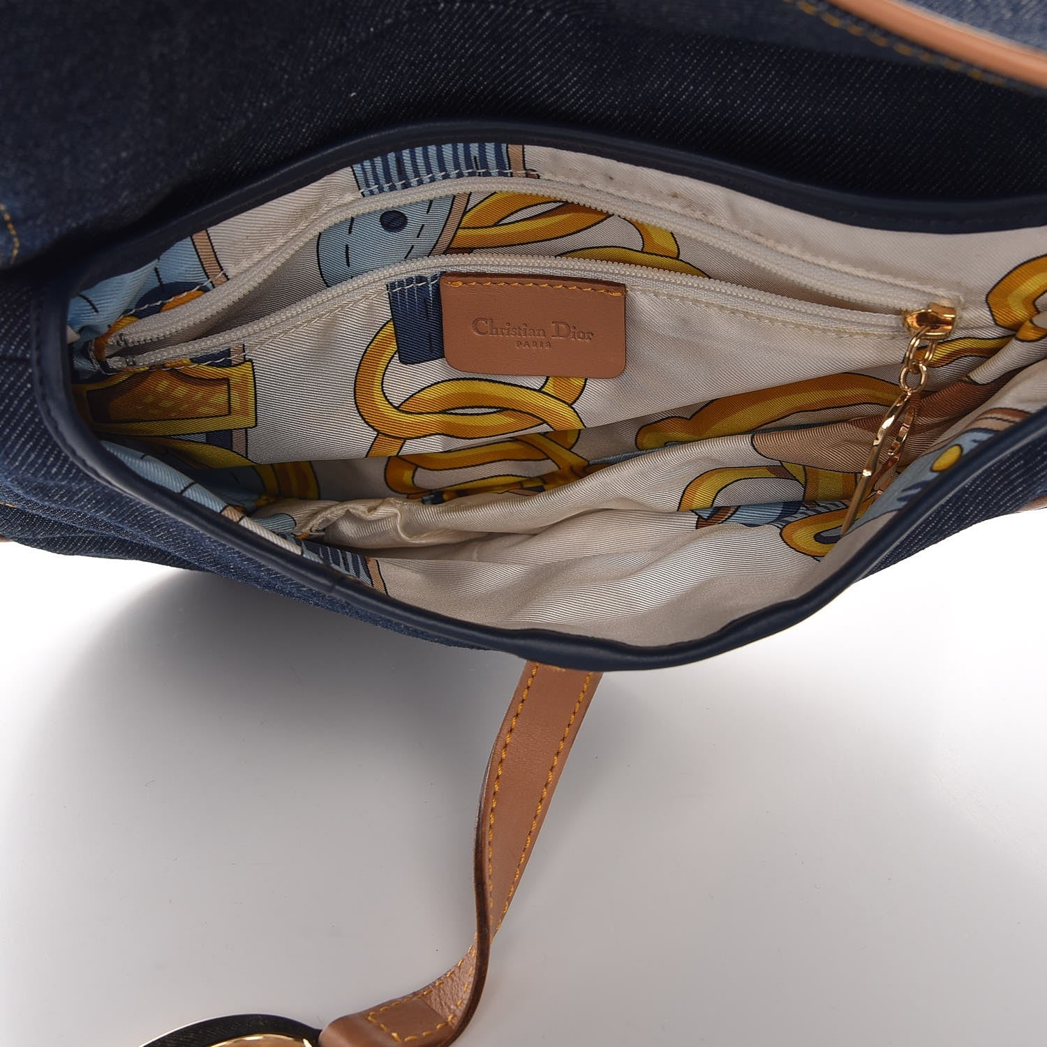 Christian Dior Denim Calfskin Saddle Bag Blue 5 of 7
