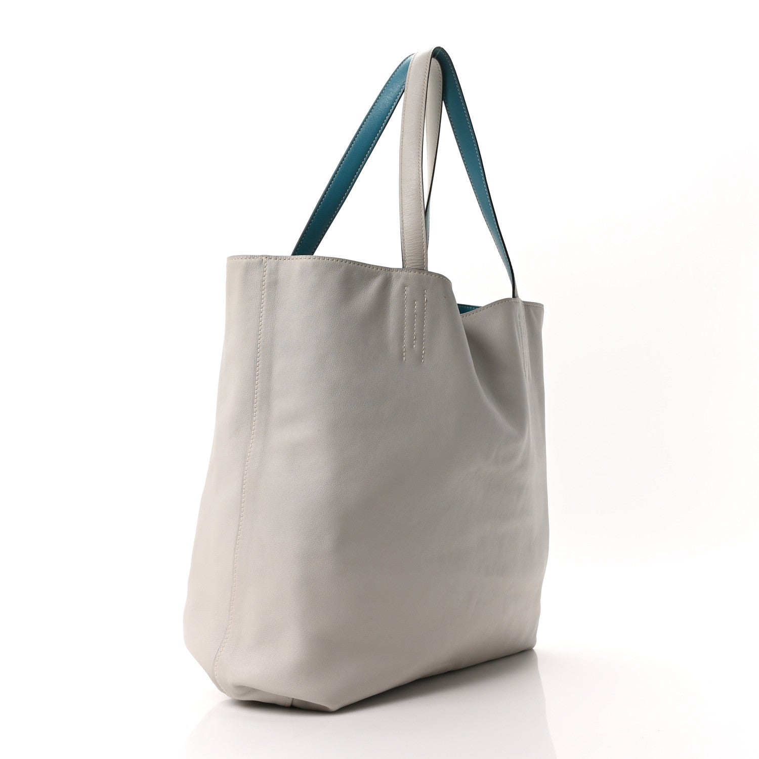 Hermes Veau Sikkim Double Sens 36 Reversible Tote Turquoise Gris Perle 5 of 17