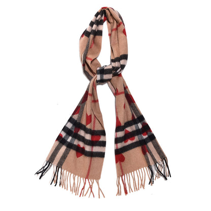 Burberry Cashmere Giant Heart Fringe Scarf Camel 1 of 5