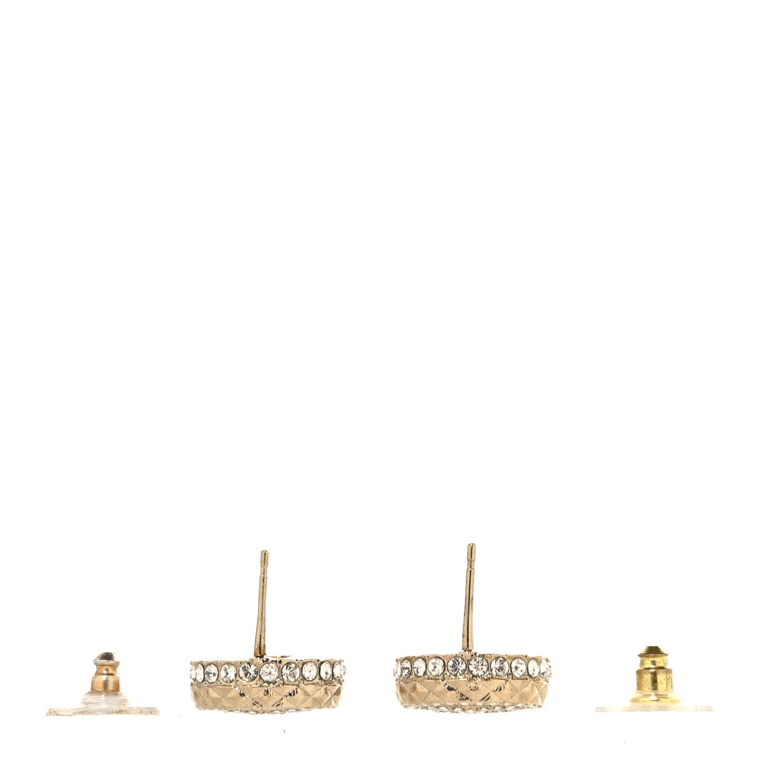 Chanel Crystal CC Round Earrings Gold 4 of 8