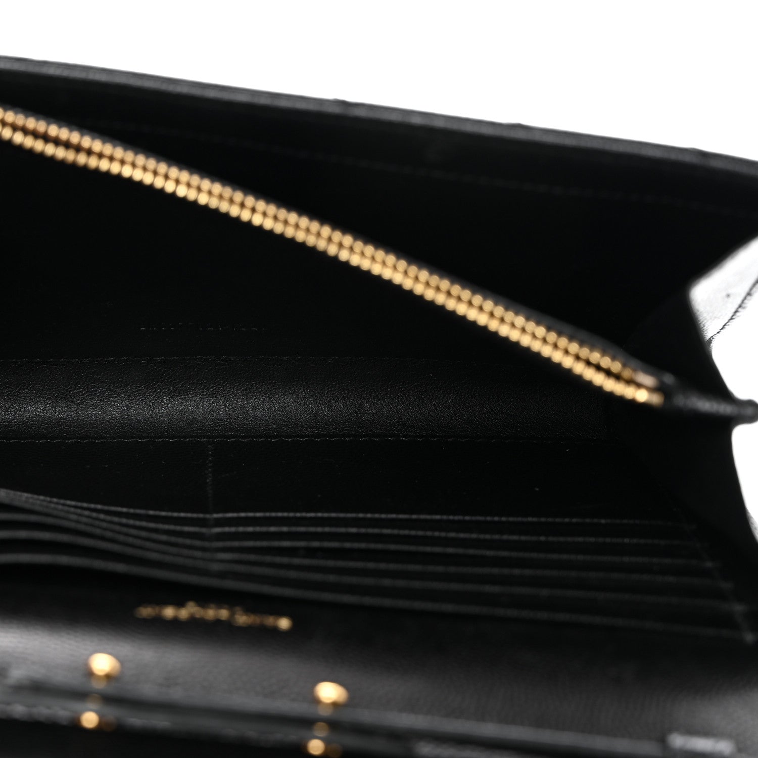 Saint Laurent Grain De Poudre Matelasse Chevron Monogram Chain Wallet Black 5 of 10