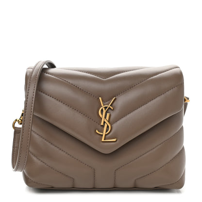 Saint Laurent Calfskin Y Quilted Monogram Toy Loulou Crossbody Bag Taupe 1 of 11