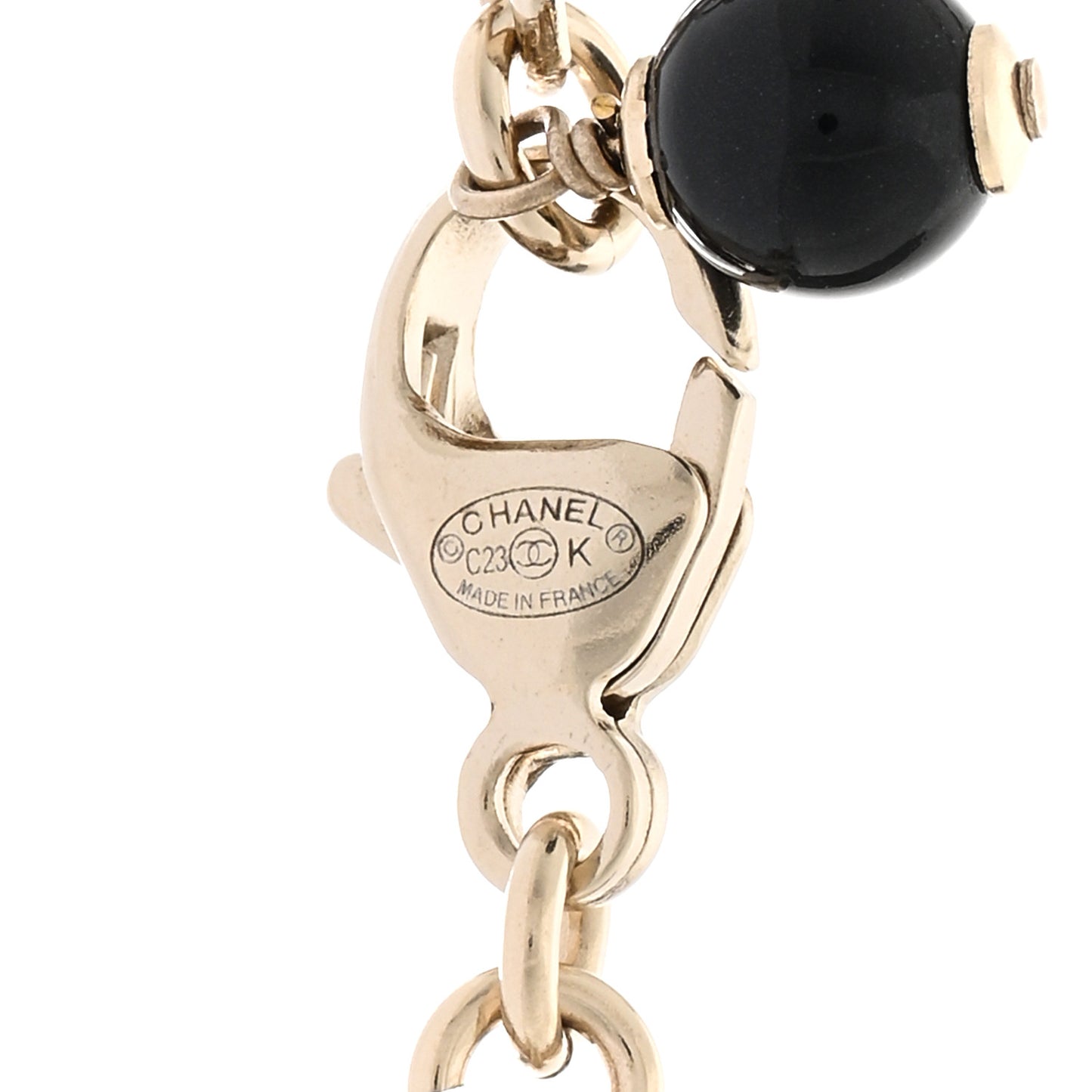 Enamel Crystal CC Camellia Flower Necklace Gold Black