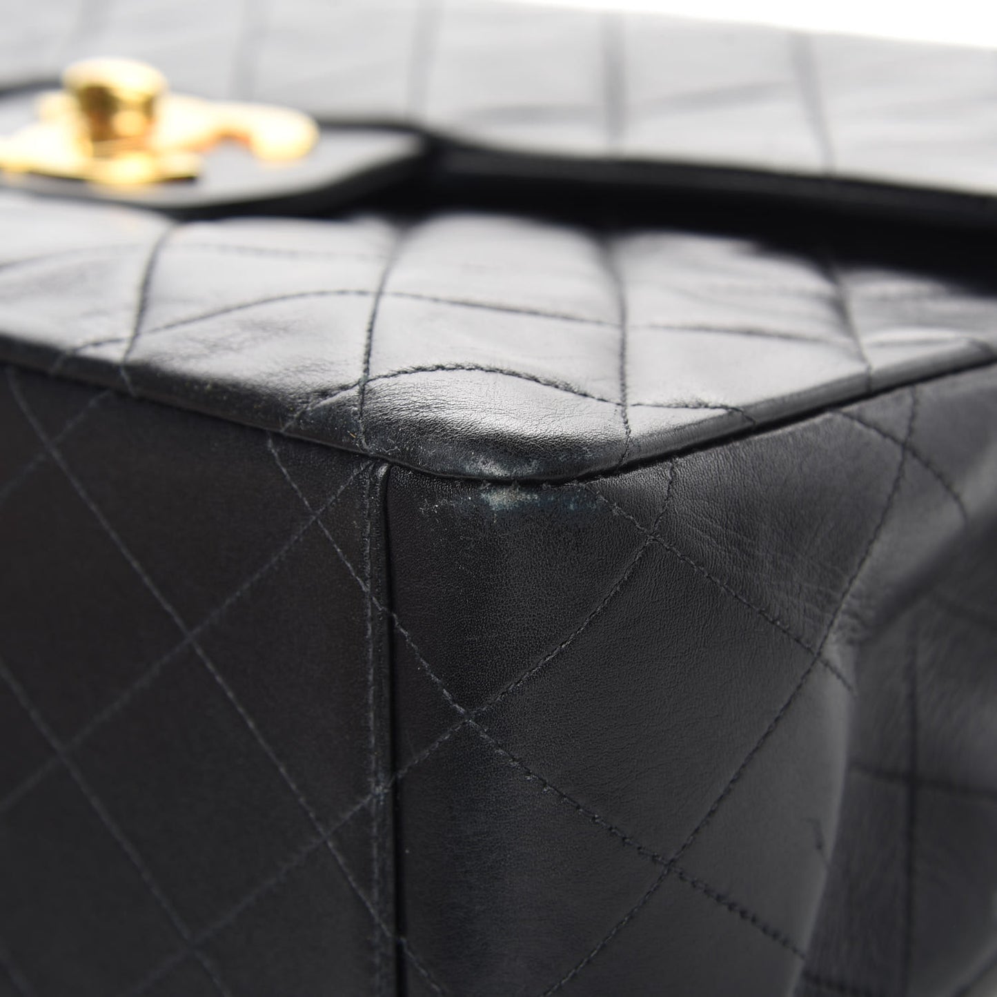 Lambskin Quilted XL Jumbo Single Flap Black