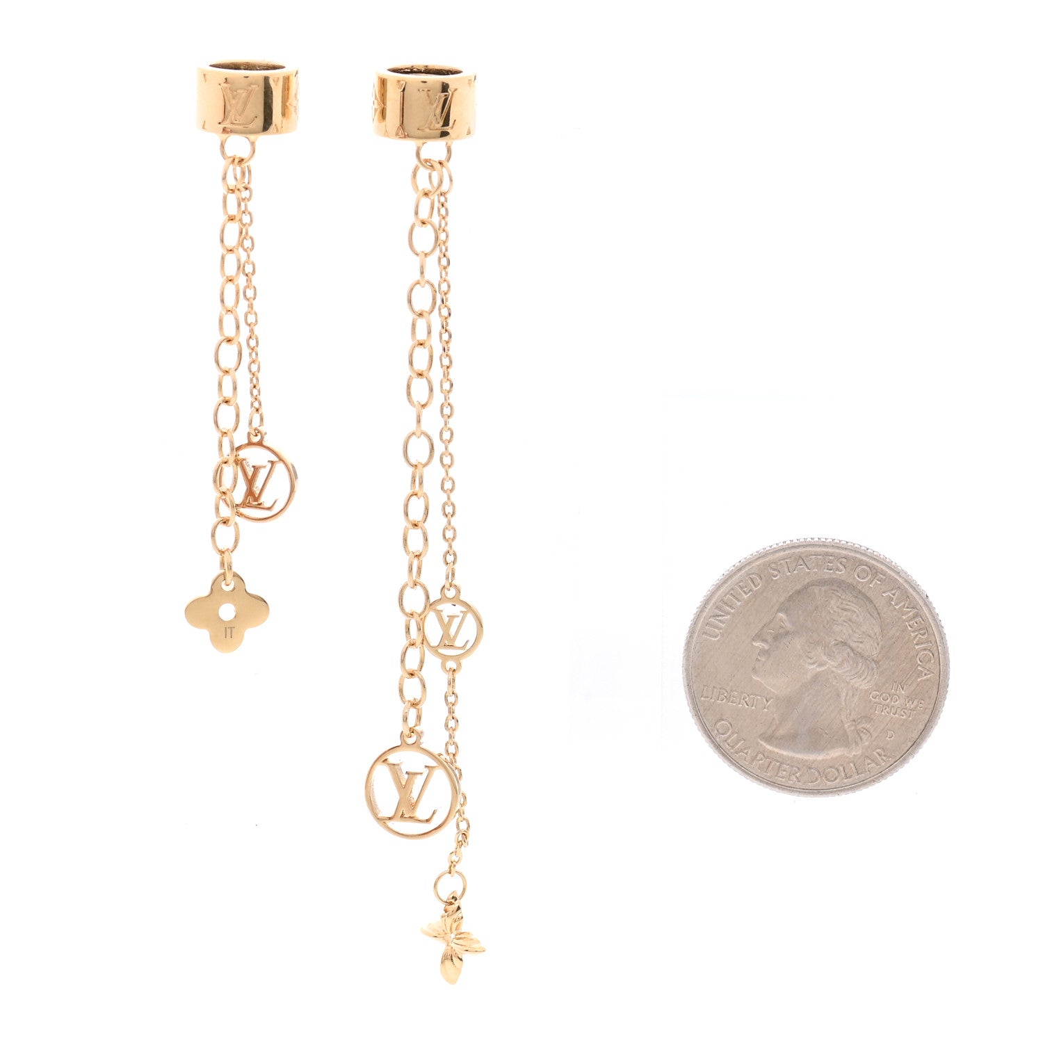 Louis Vuitton Nanogram Earphone Earrings Gold 2 of 4