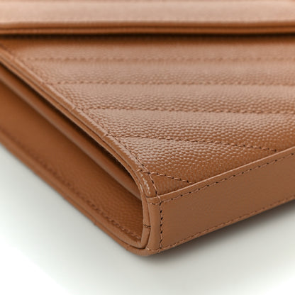 Saint Laurent Grain De Poudre Matelasse Chevron Monogram Chain Wallet Dune 8 of 9