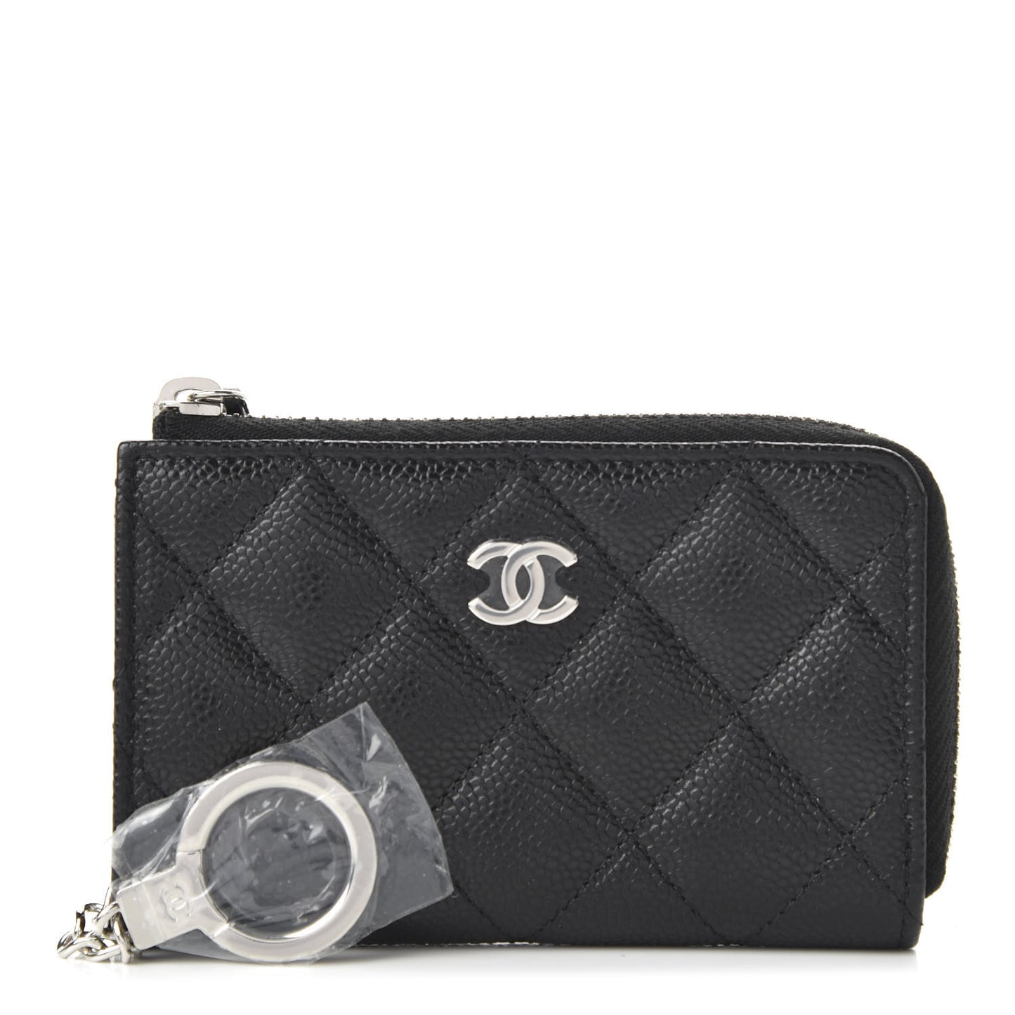 Caviar Quilted Key Holder Case Black