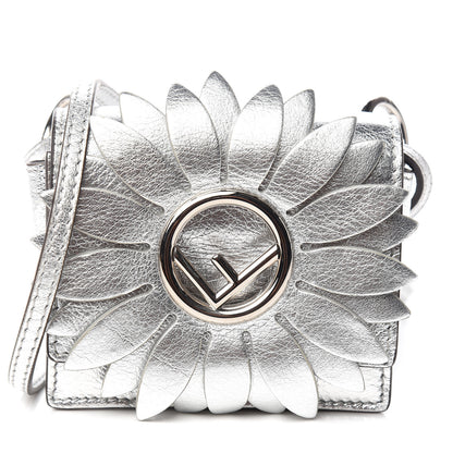 Fendi Vitello Catalan Mirror F is Fendi Flower Micro Kan I Shoulder Bag Silver 10 of 11