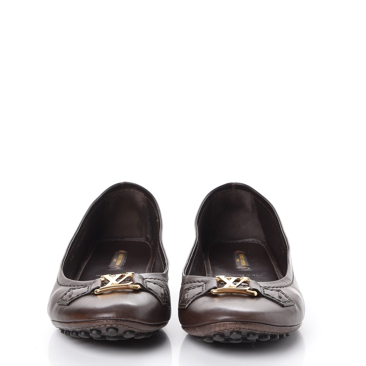 Calfskin Oxford Ballerina Flats 39.5 Brown