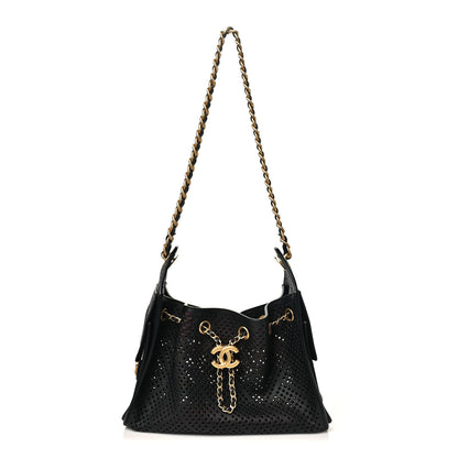 Chanel Perforated Calfskin Mini Chanel 25 Handbag Black 1 of 10